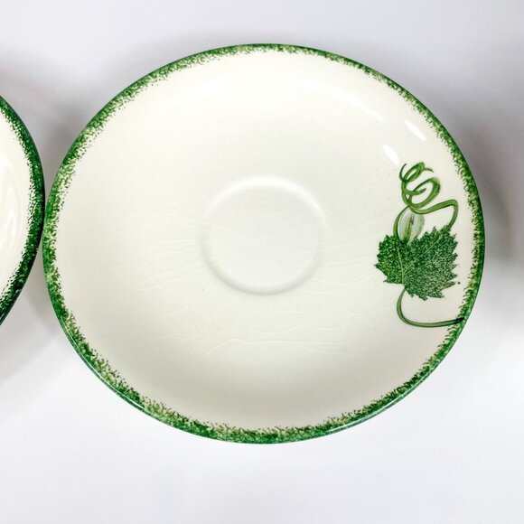 Poole Pottery Green Leaf Breakfast Cup and Saucer 2 sets - Picture 3 of 13